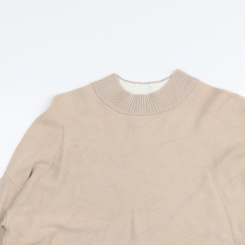 New Look Womens Beige Round Neck Cotton Pullover Jumper Size 8