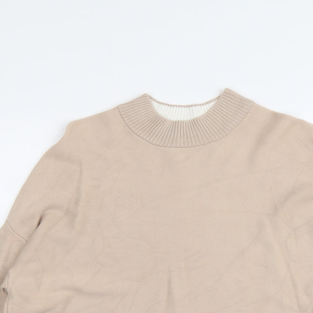 New Look Womens Beige Round Neck Cotton Pullover Jumper Size 8