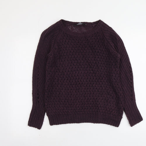 Dorothy Perkins Womens Purple Round Neck Acrylic Pullover Jumper Size 8
