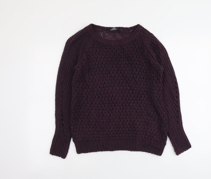 Dorothy Perkins Womens Purple Round Neck Acrylic Pullover Jumper Size 8