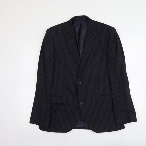 NEXT Mens Blue Striped Polyester Jacket Suit Jacket Size M Regular