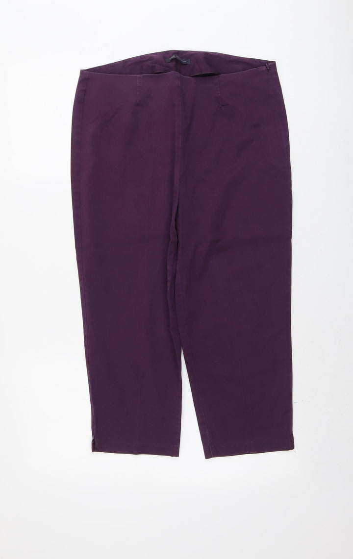 Marks and Spencer Womens Purple Cotton Trousers Size 14 L21 in Regular Zip