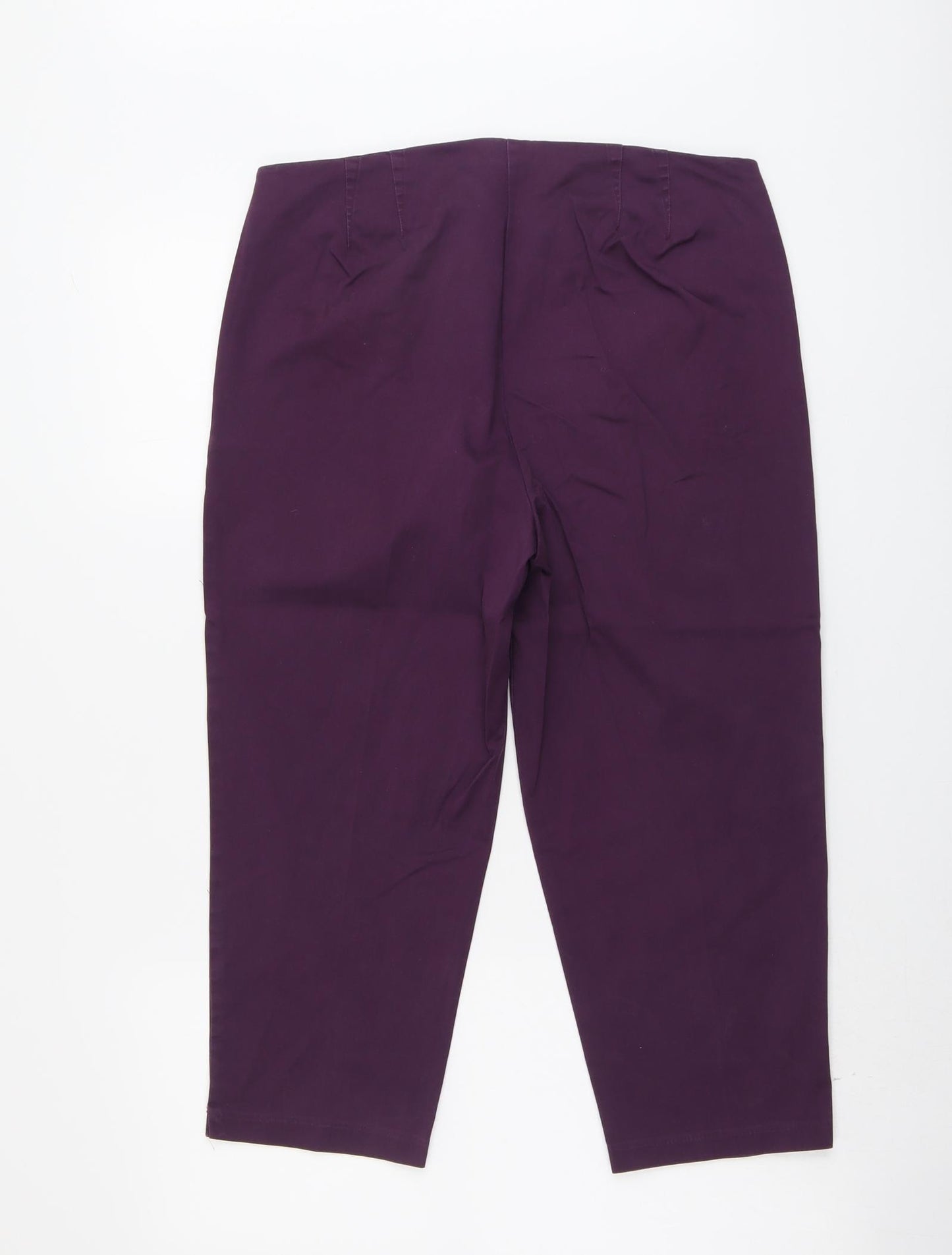Marks and Spencer Womens Purple Cotton Trousers Size 14 L21 in Regular Zip