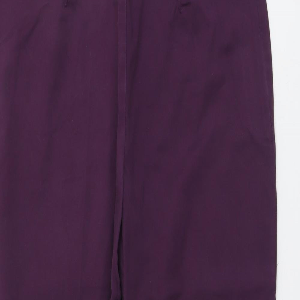 Marks and Spencer Womens Purple Cotton Trousers Size 14 L21 in Regular Zip