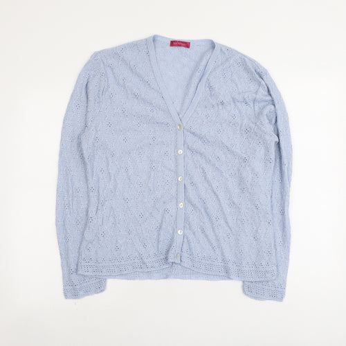 Richards Womens Blue V-Neck Acrylic Cardigan Jumper Size XL