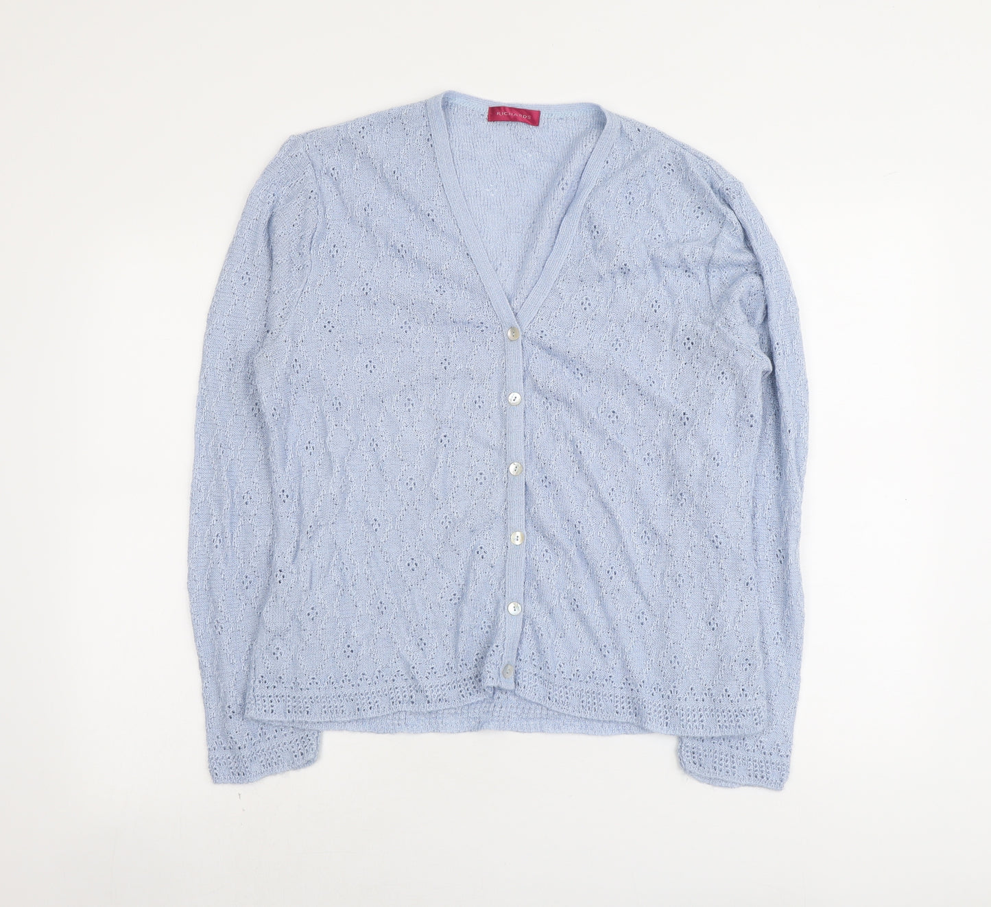 Richards Womens Blue V-Neck Acrylic Cardigan Jumper Size XL
