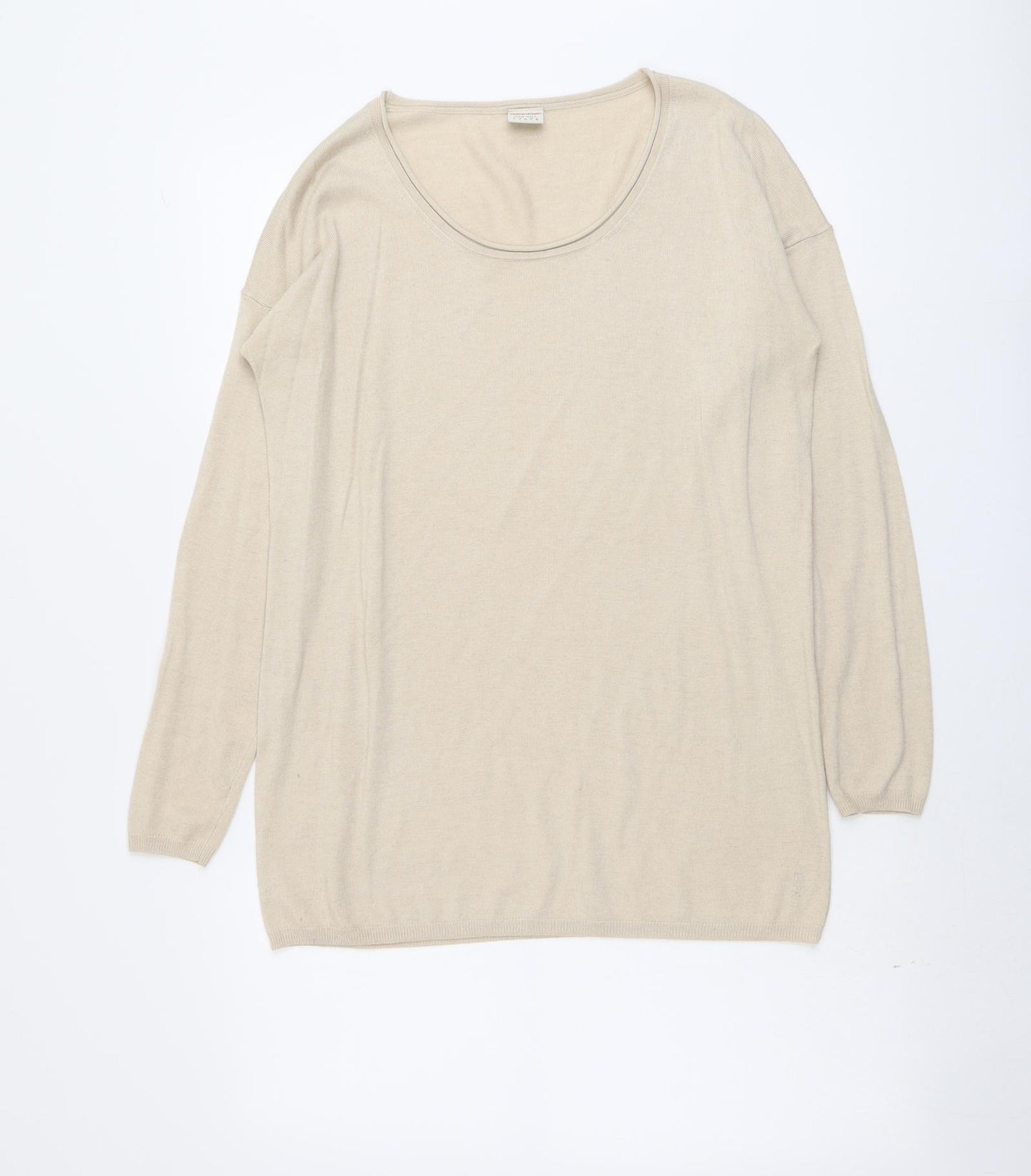 Esprit Womens Beige Round Neck Acrylic Pullover Jumper Size S