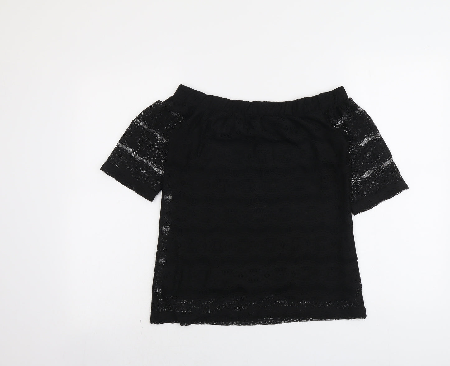 Dorothy Perkins Womens Black Polyester Basic Blouse Size 8 Off the Shoulder