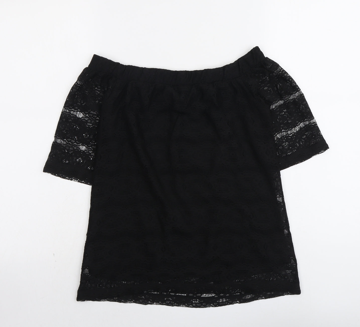 Dorothy Perkins Womens Black Polyester Basic Blouse Size 8 Off the Shoulder