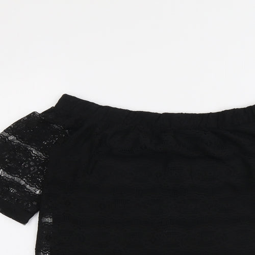 Dorothy Perkins Womens Black Polyester Basic Blouse Size 8 Off the Shoulder