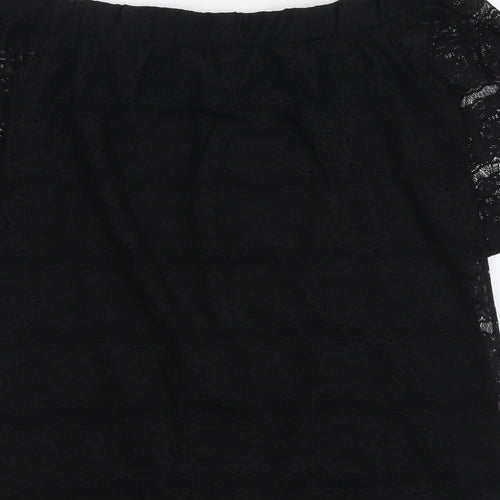 Dorothy Perkins Womens Black Polyester Basic Blouse Size 8 Off the Shoulder
