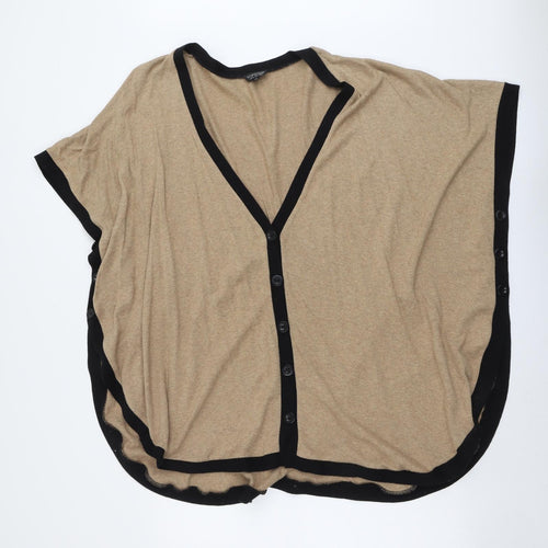 Topshop Womens Beige V-Neck Cotton Cardigan Jumper Size 14