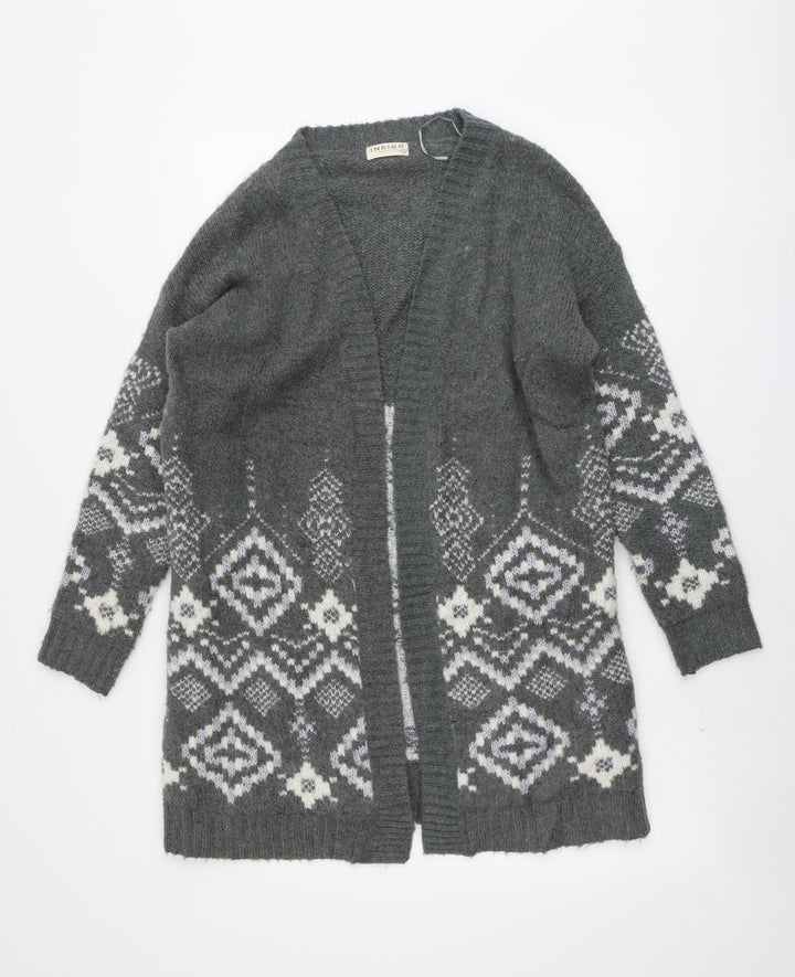 Marks and Spencer Womens Grey V-Neck Acrylic Cardigan Jumper Size 12