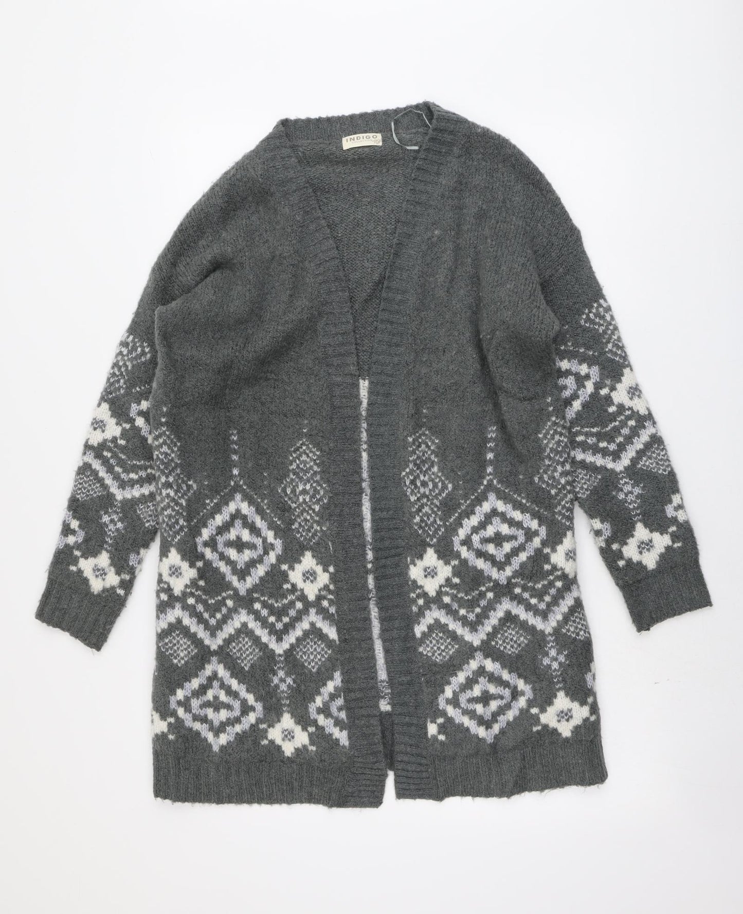 Marks and Spencer Womens Grey V-Neck Acrylic Cardigan Jumper Size 12