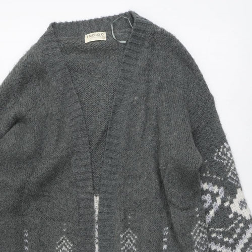 Marks and Spencer Womens Grey V-Neck Acrylic Cardigan Jumper Size 12