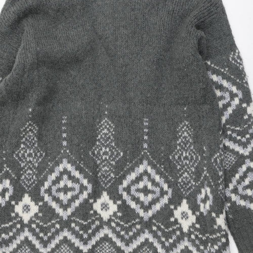 Marks and Spencer Womens Grey V-Neck Acrylic Cardigan Jumper Size 12