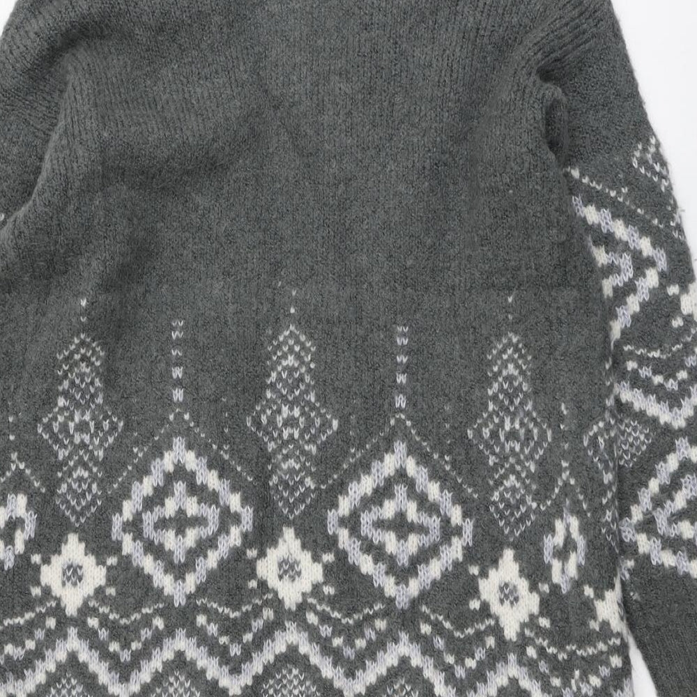 Marks and Spencer Womens Grey V-Neck Acrylic Cardigan Jumper Size 12