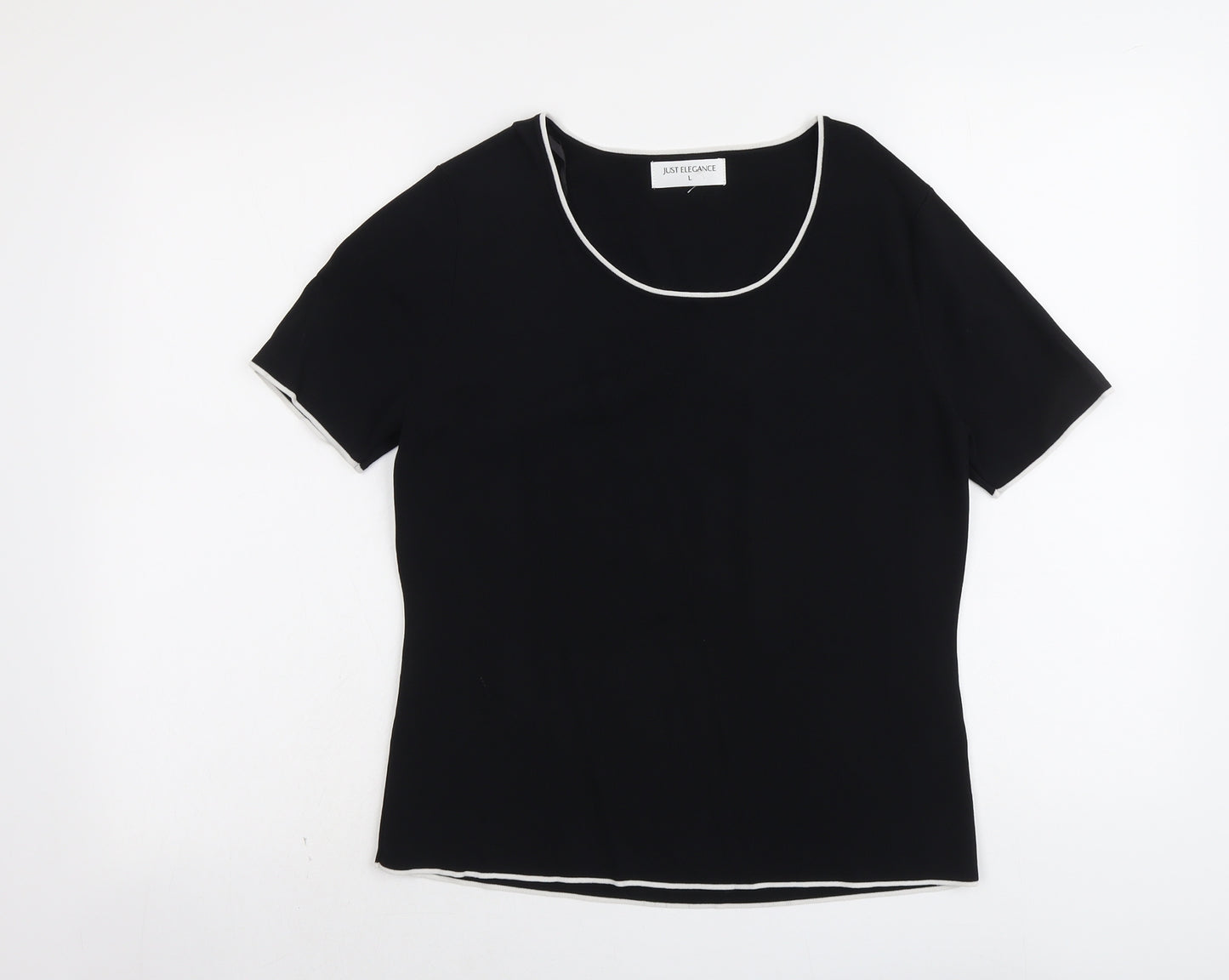 Just Elegance Womens Beige Viscose Basic T-Shirt Size L Round Neck