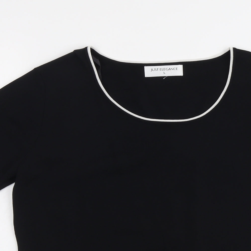 Just Elegance Womens Beige Viscose Basic T-Shirt Size L Round Neck