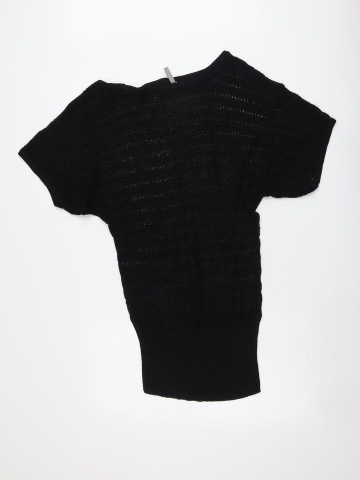 South Womens Black Round Neck Acrylic Pullover Jumper Size 14
