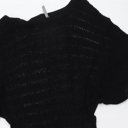 South Womens Black Round Neck Acrylic Pullover Jumper Size 14