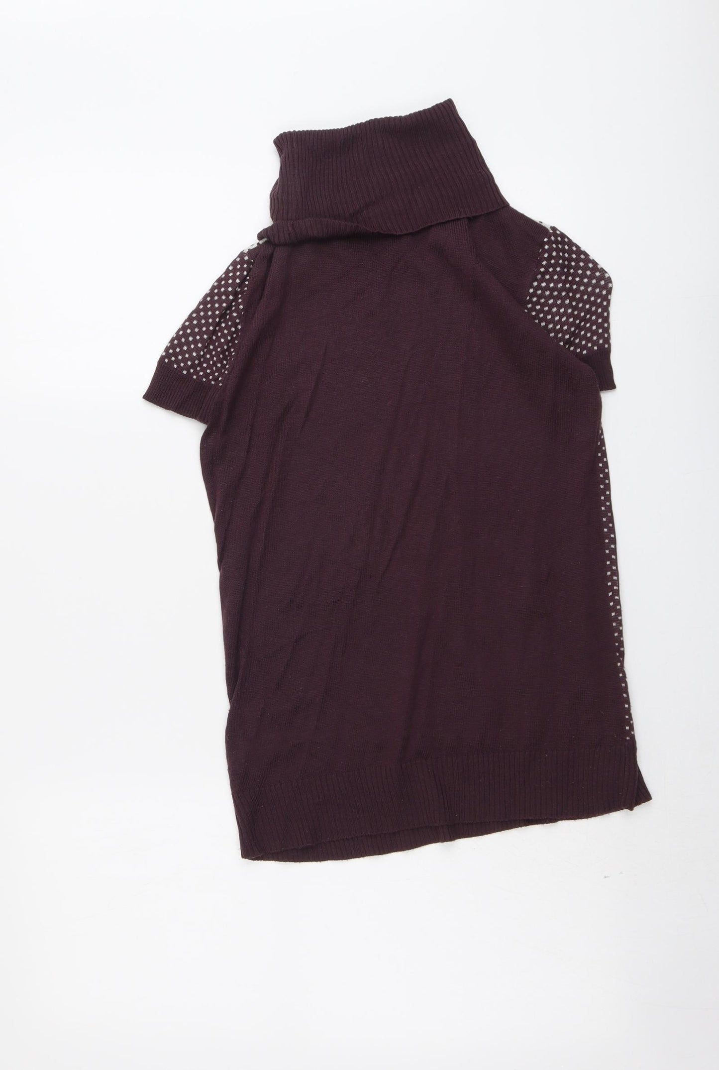 Max Womens Purple Roll Neck Geometric Acrylic Pullover Jumper Size 14