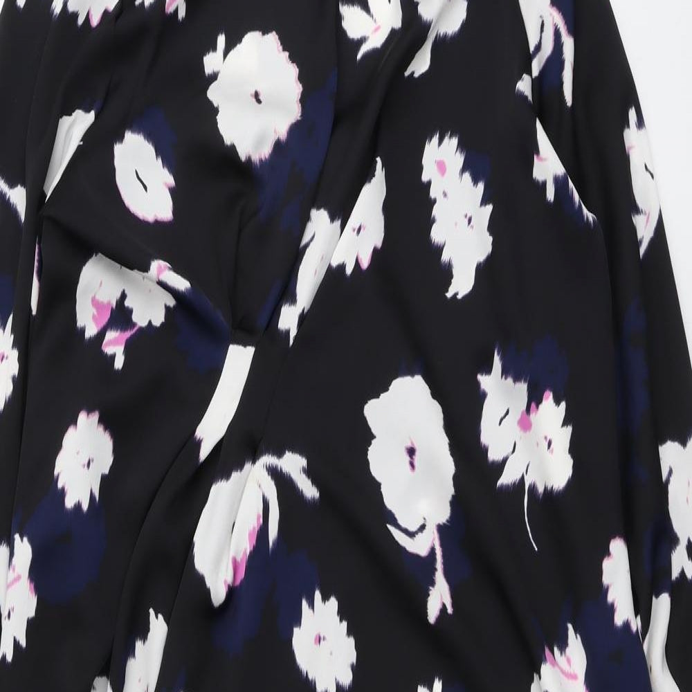Marks and Spencer Womens Black Floral Polyester Trapeze & Swing Size 20 Round Neck Zip