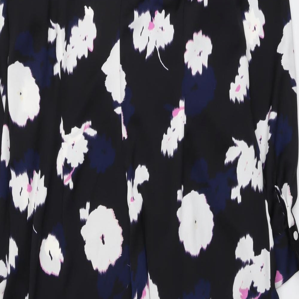 Marks and Spencer Womens Black Floral Polyester Trapeze & Swing Size 20 Round Neck Zip