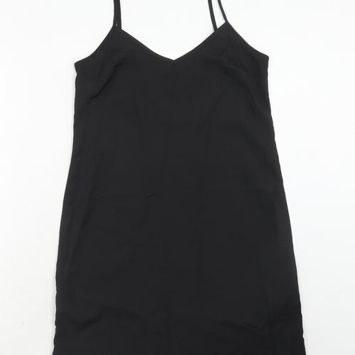 Marks and Spencer Womens Black Polyester Tank Dress Size 8 V-Neck Pullover
