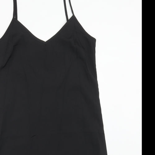 Marks and Spencer Womens Black Polyester Tank Dress Size 8 V-Neck Pullover
