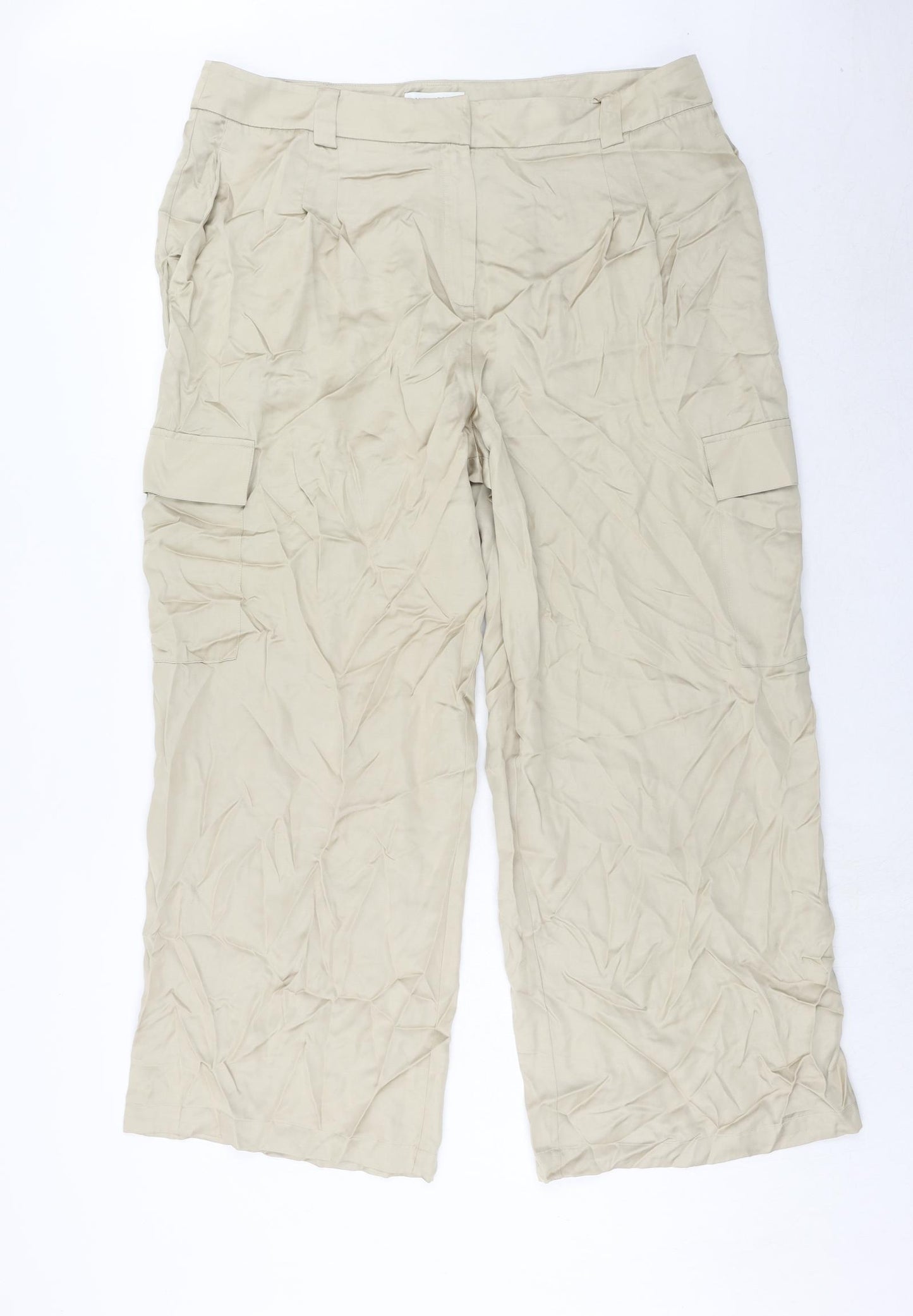 Autograph Womens Gold Viscose Trousers Size 20 Regular Hook & Eye
