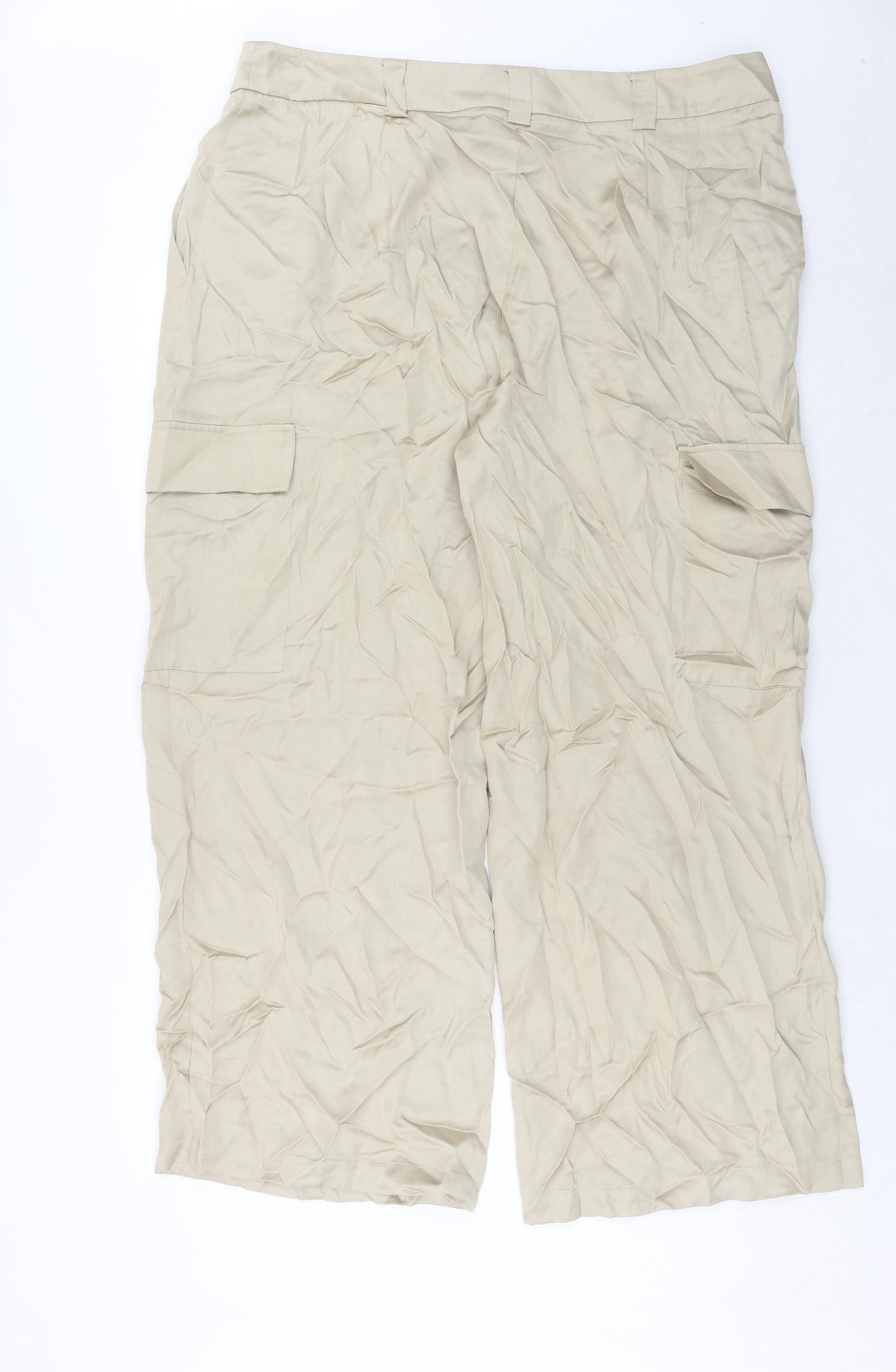 Autograph Womens Gold Viscose Trousers Size 20 Regular Hook & Eye