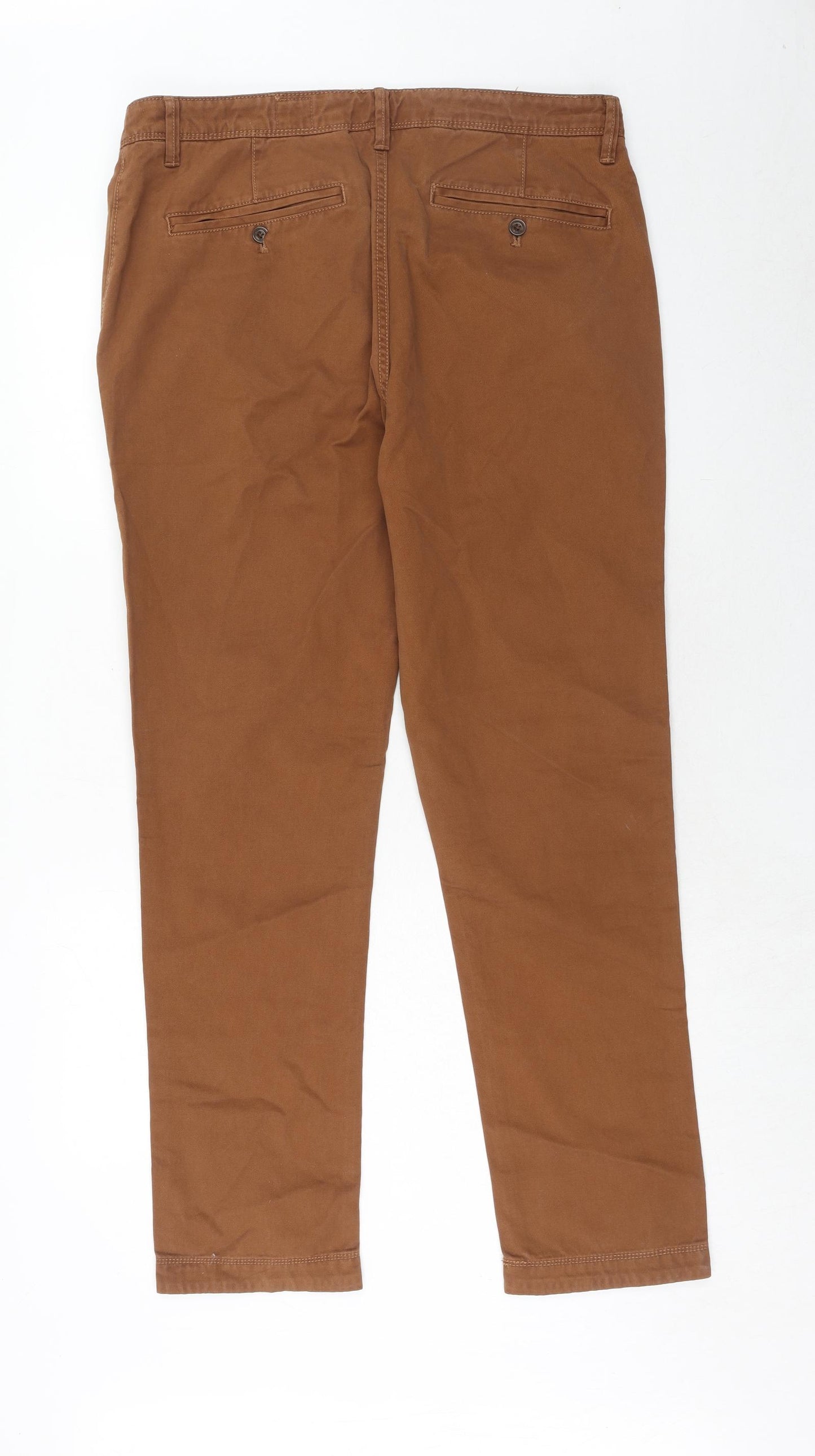 Fat Face Mens Brown Cotton Chino Trousers Size 36 in Regular Zip