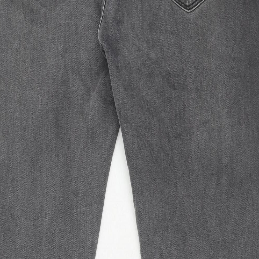 Marks and Spencer Mens Grey Cotton Straight Jeans Size 34 in L31 in Slim Button