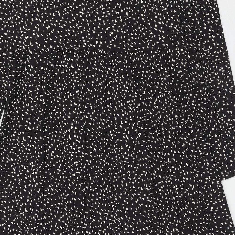 Marks and Spencer Womens Black Geometric Viscose A-Line Size 16 Round Neck Tie