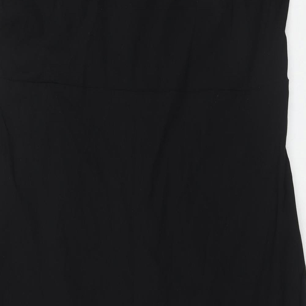 Marks and Spencer Womens Black Viscose A-Line Size 22 Off the Shoulder Zip