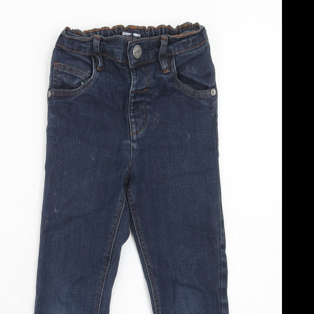 NEXT Boys Blue Cotton Straight Jeans Size 4-5 Years Regular Zip