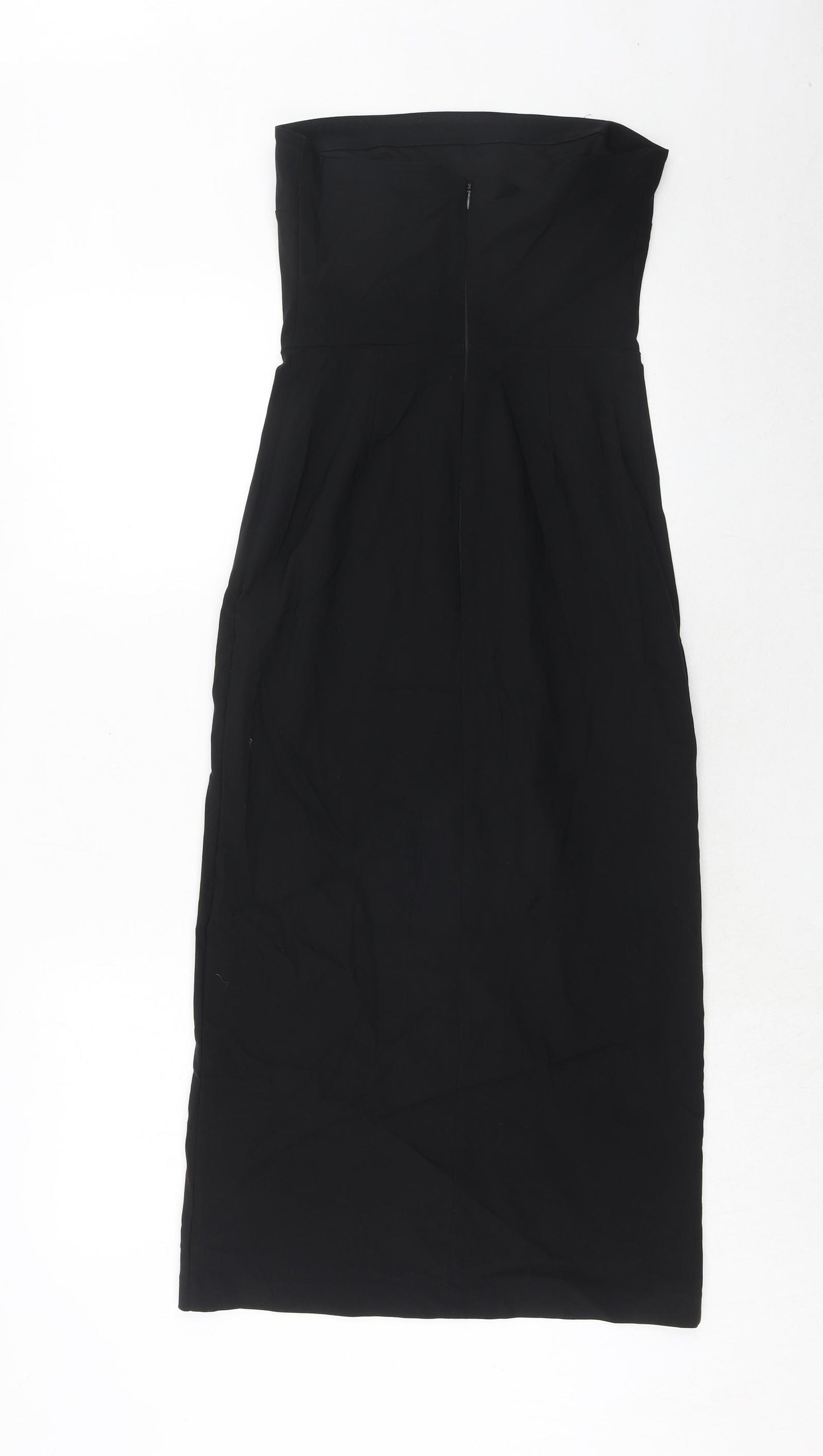Marks and Spencer Womens Black Viscose Bodycon Size 8 Off the Shoulder Zip