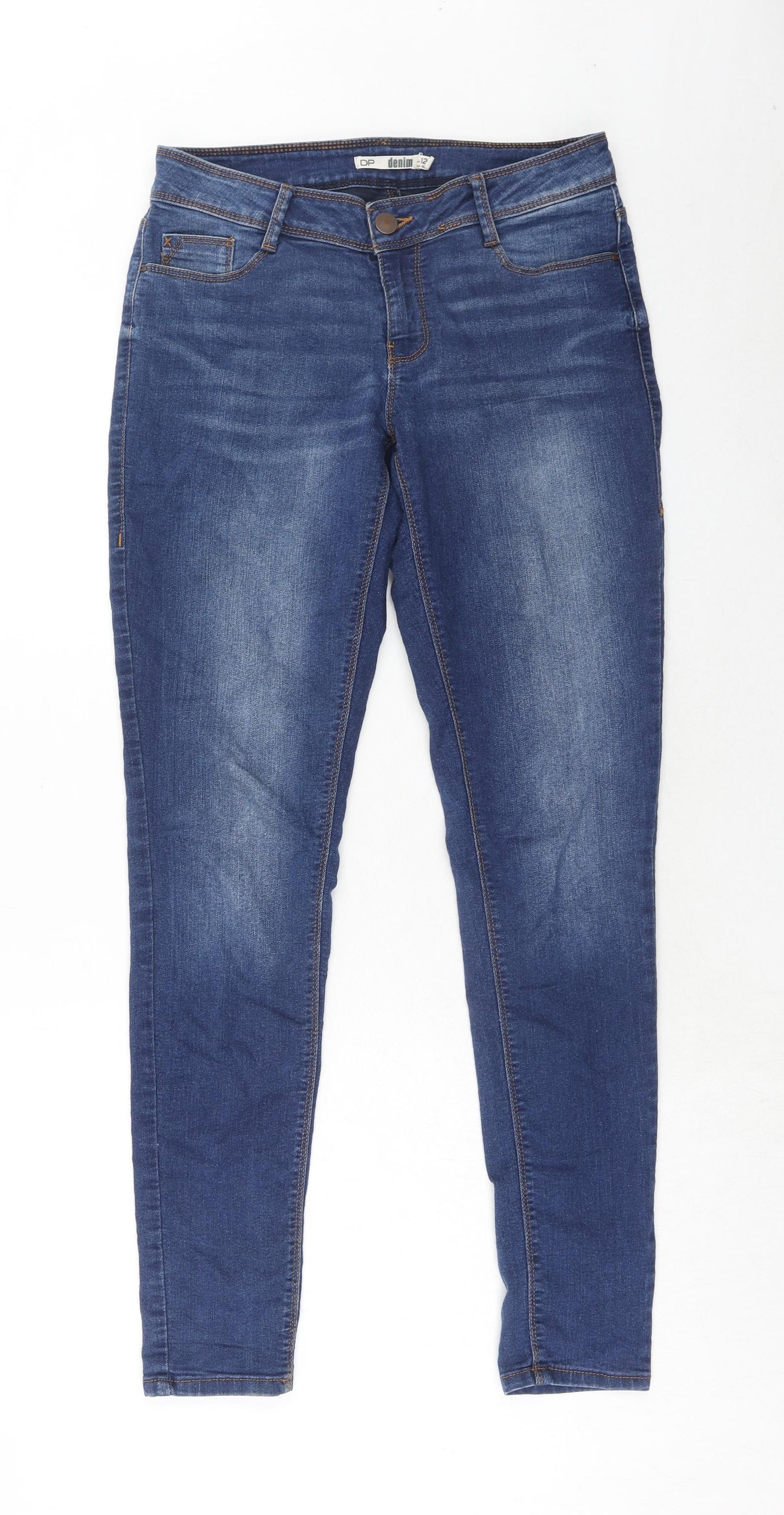 Dorothy Perkins Womens Blue Cotton Skinny Jeans Size 12 Regular Zip