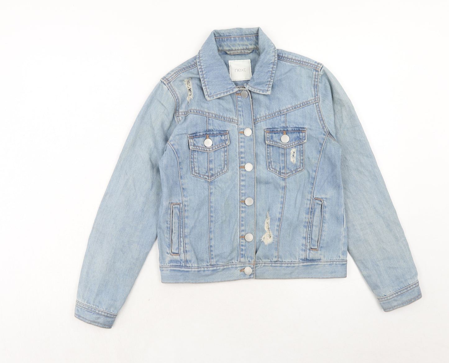 NEXT Girls Blue Basic Jacket Jacket Size 12 Years Button - Distressed