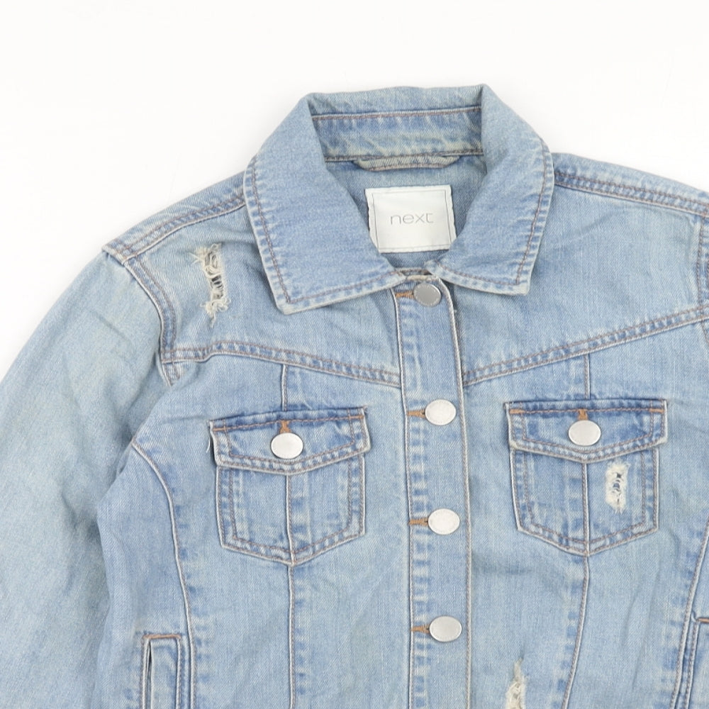 NEXT Girls Blue Basic Jacket Jacket Size 12 Years Button - Distressed