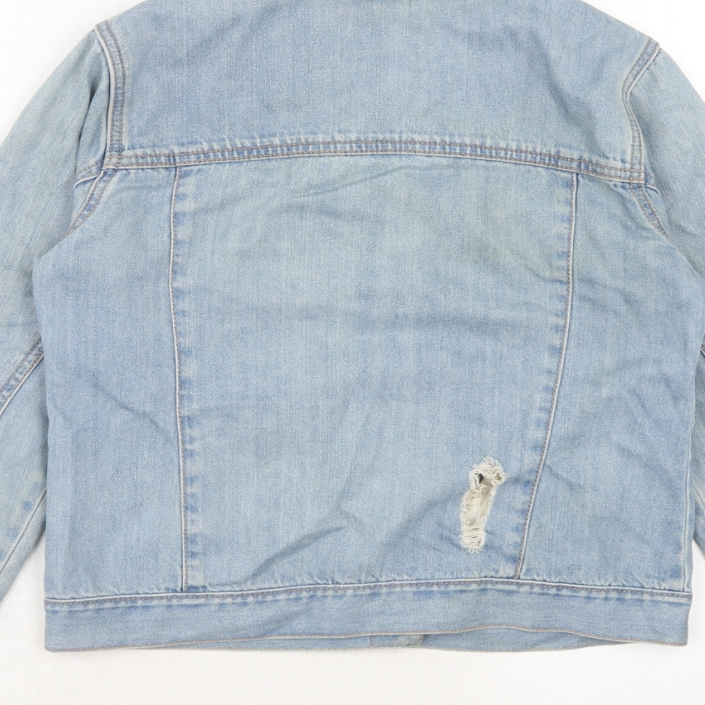 NEXT Girls Blue Basic Jacket Jacket Size 12 Years Button - Distressed