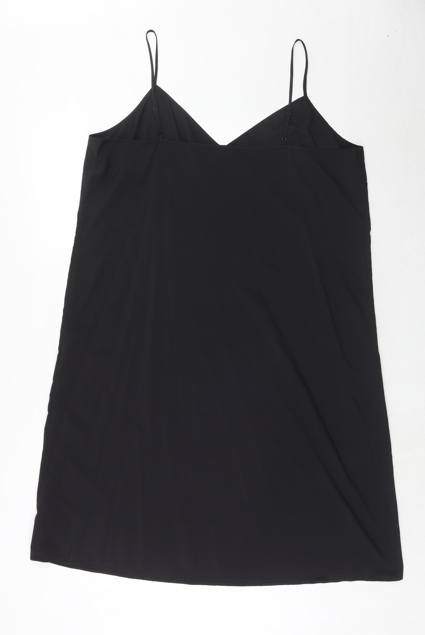 Marks and Spencer Womens Black Polyester Slip Dress Size 18 V-Neck Pullover