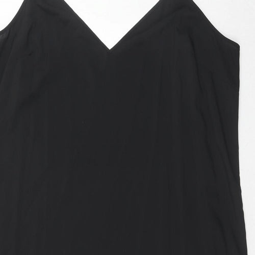 Marks and Spencer Womens Black Polyester Slip Dress Size 18 V-Neck Pullover