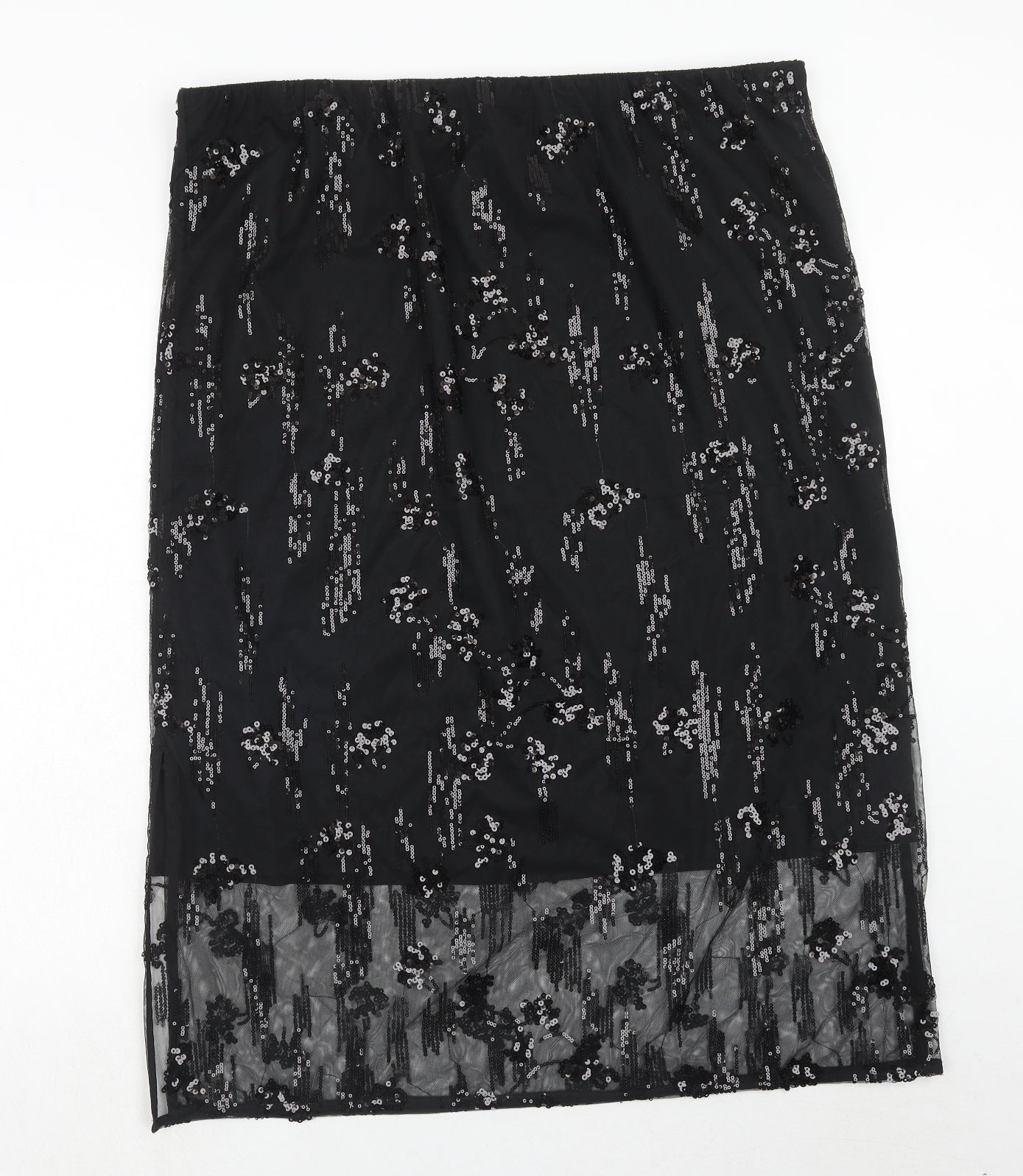 Marks and Spencer Womens Black Geometric Polyester A-Line Skirt Size 22