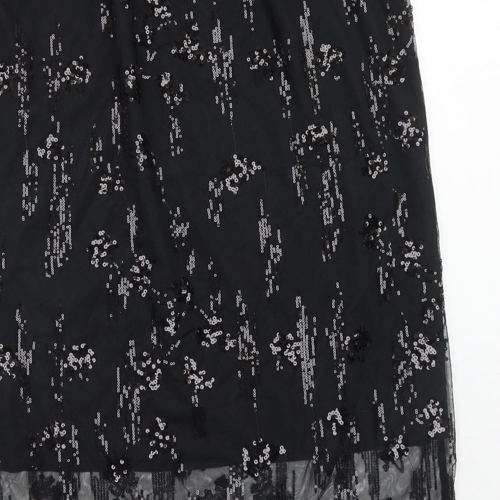 Marks and Spencer Womens Black Geometric Polyester A-Line Skirt Size 22