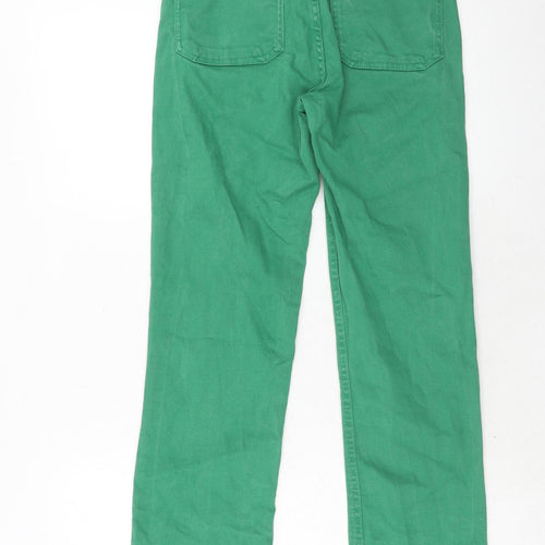 Zara Womens Green Cotton Straight Jeans Size 6 Regular Zip