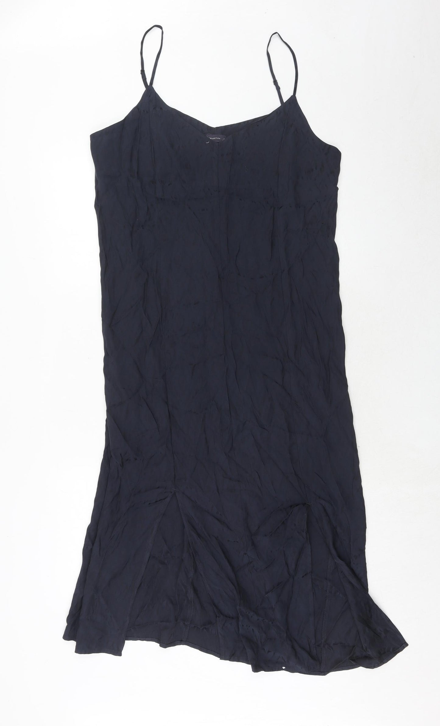 Marks and Spencer Womens Blue Viscose Slip Dress Size 12 V-Neck Pullover
