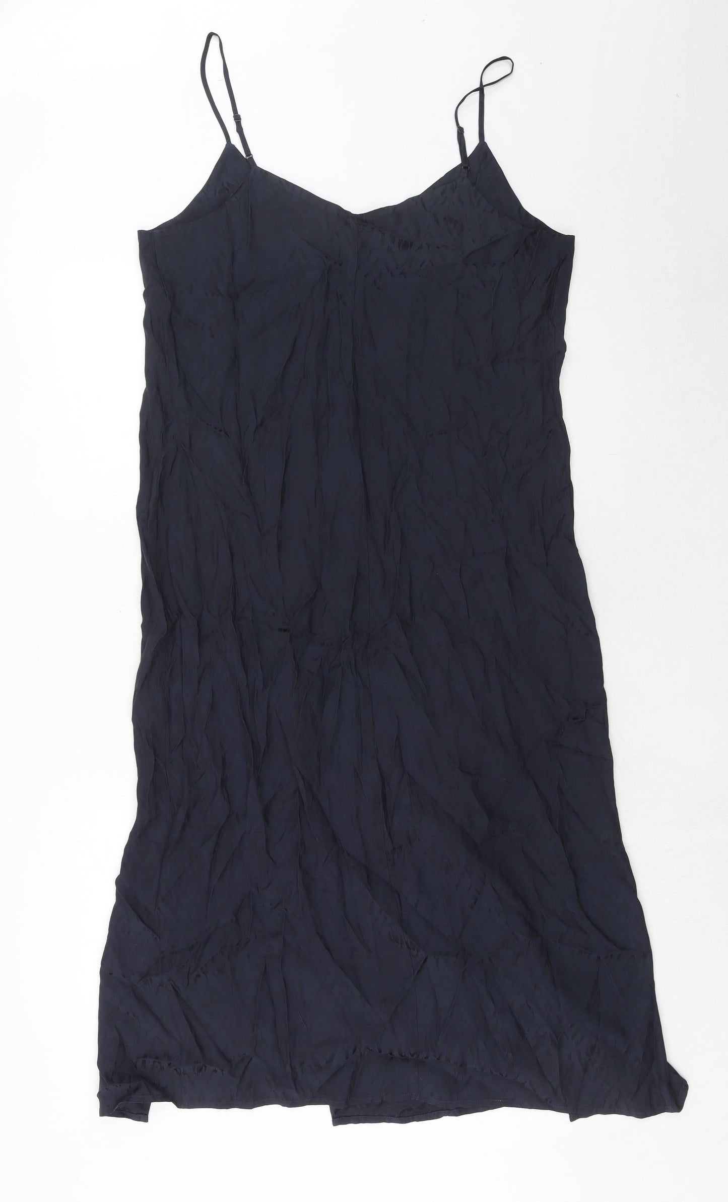 Marks and Spencer Womens Blue Viscose Slip Dress Size 12 V-Neck Pullover