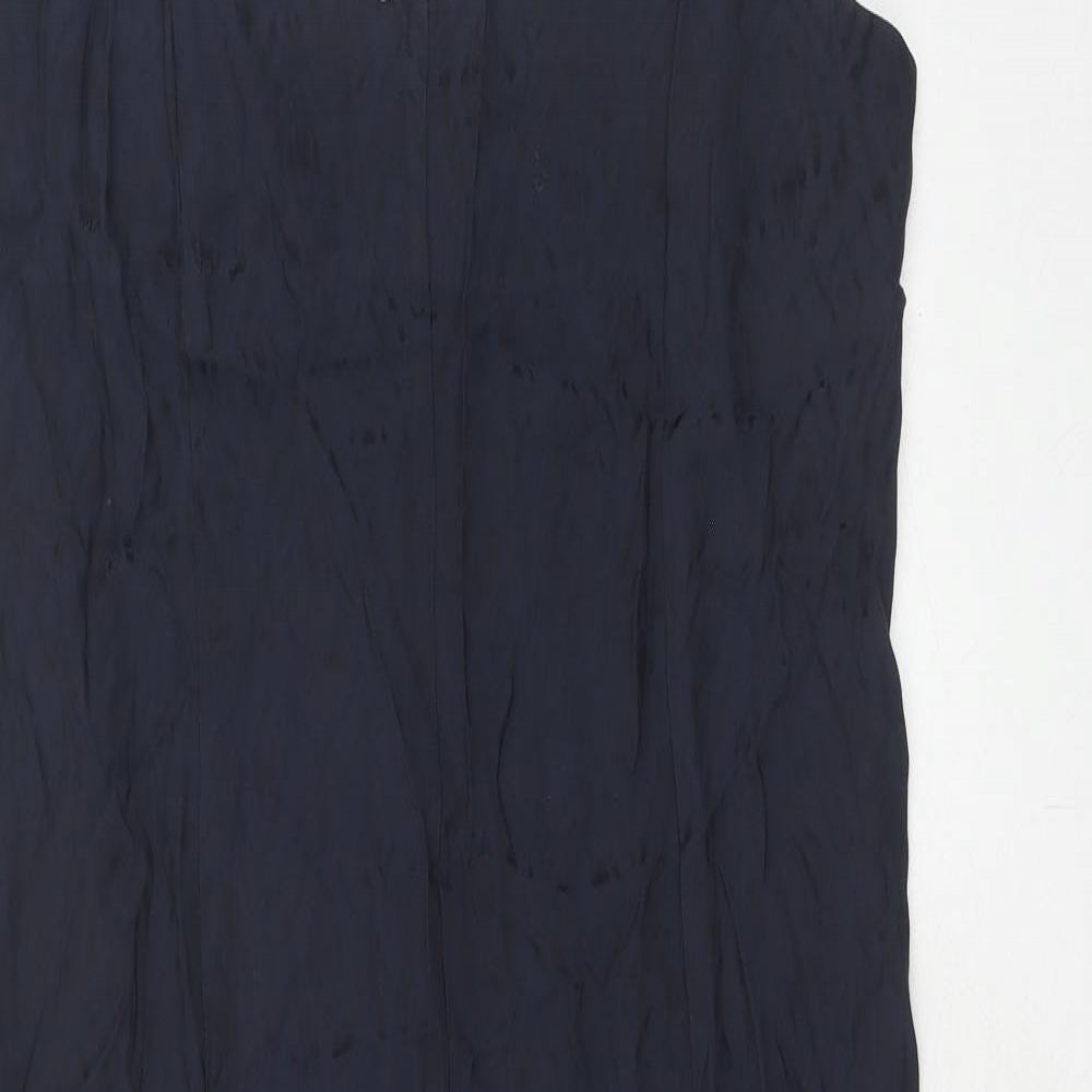 Marks and Spencer Womens Blue Viscose Slip Dress Size 12 V-Neck Pullover